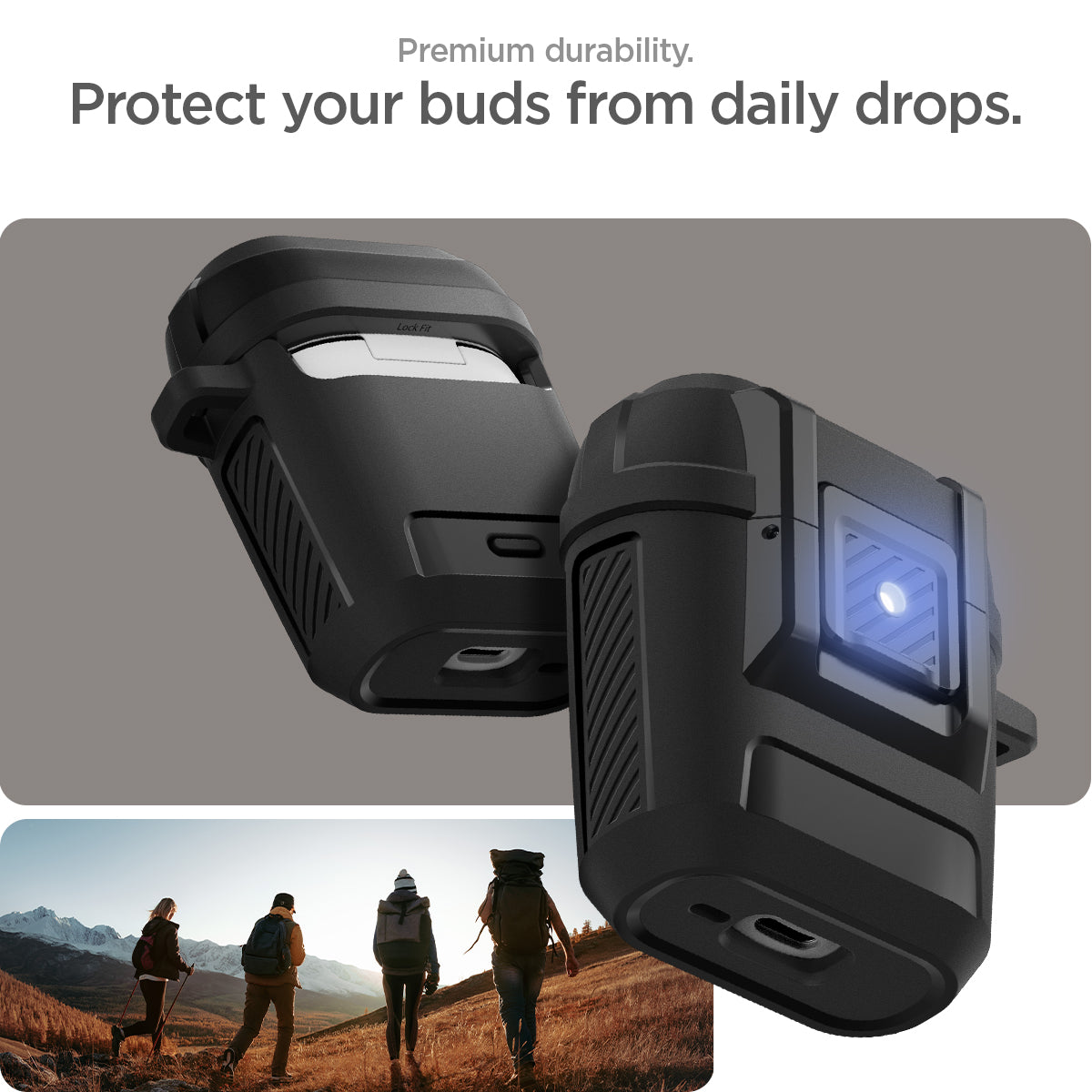 ACS07606 - Pixel Buds Pro 2 Lock Fit in Matte Black premium durability. protect your buds from daily drops.