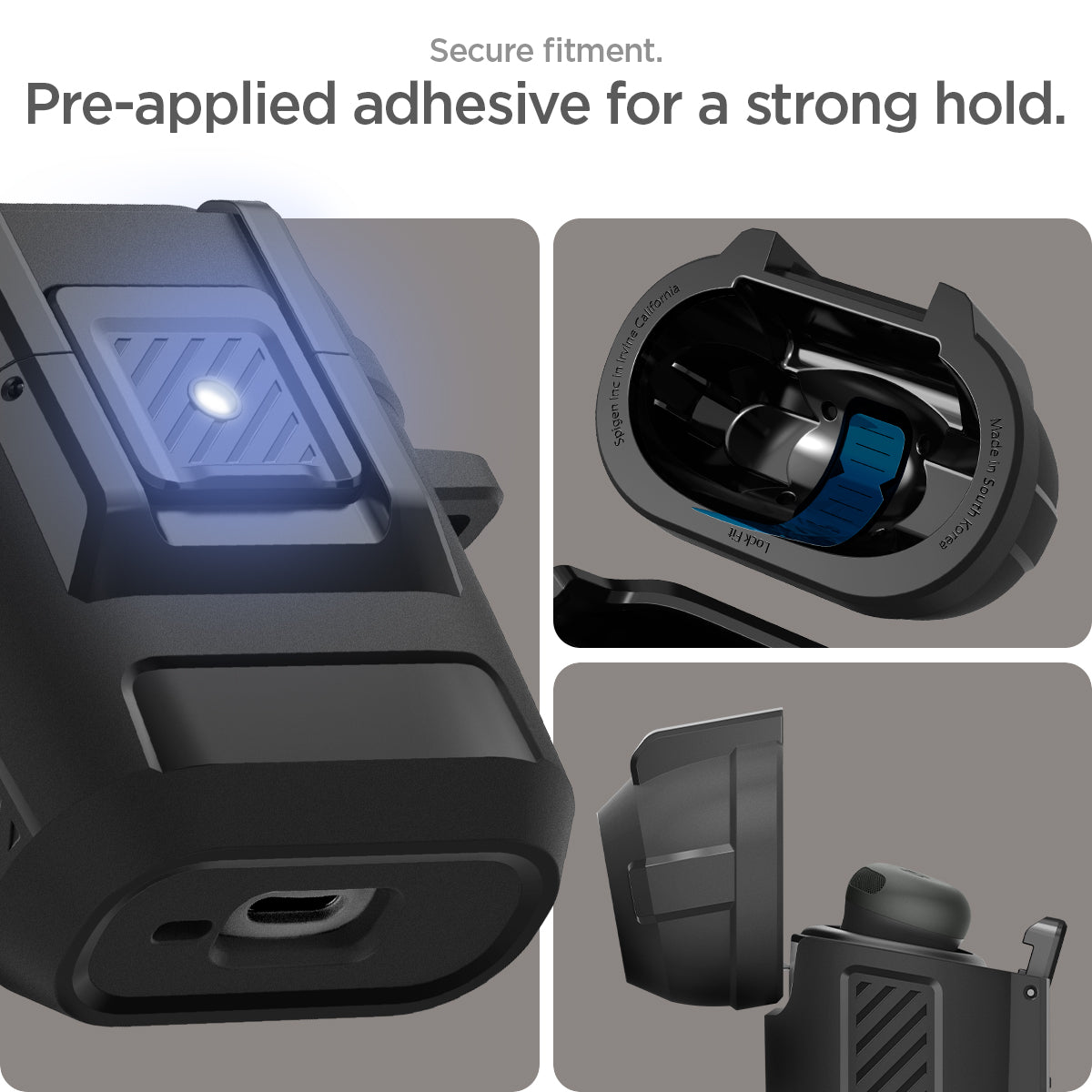 ACS07606 - Pixel Buds Pro 2 Lock Fit in Matte Black secure fitment. pre applied adhesive for a strong hold.