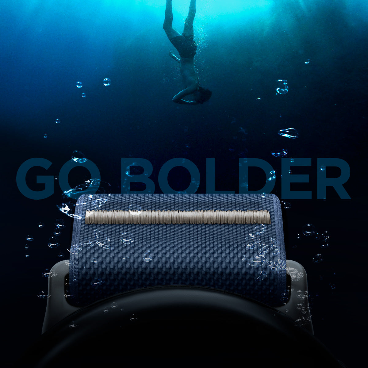 AMP07607 - Pixel Watch Lite Fit in Navy go bolder. Shows the depths of the sea.