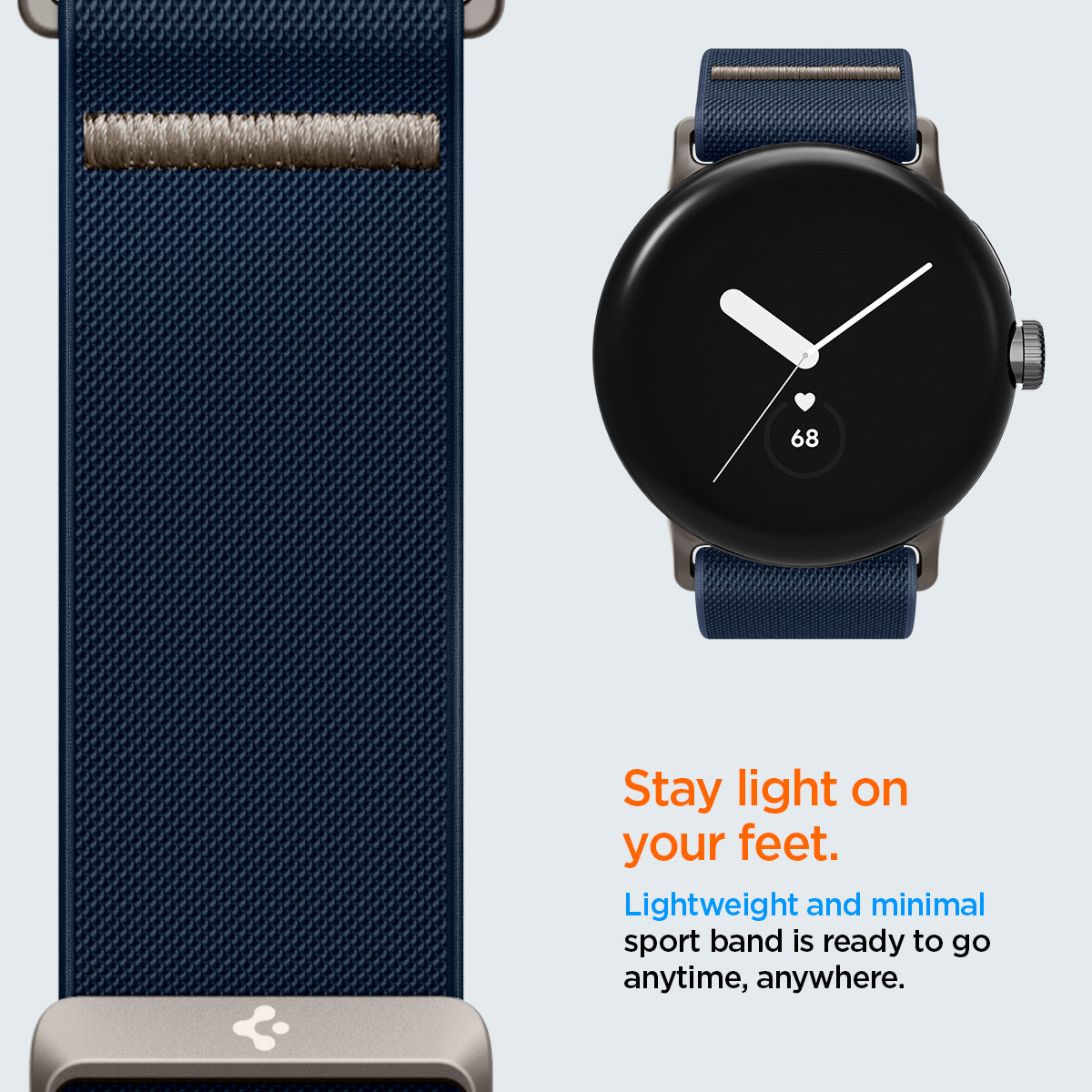 AMP07607 - Pixel Watch Lite Fit in Navy stay light on your feet. lightweight and minimal sport band is ready to go anytime anywhere.