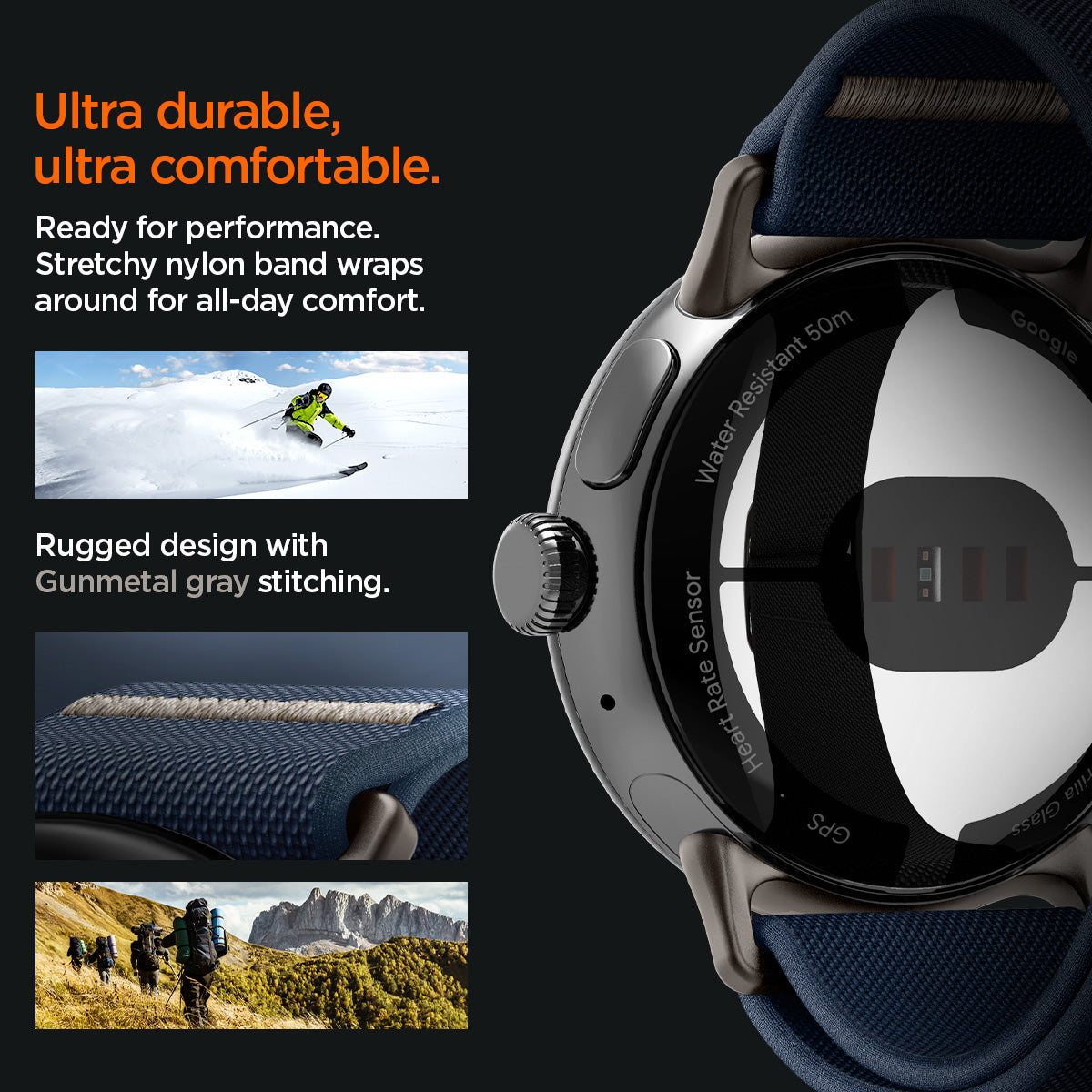 AMP07607 - Pixel Watch 5 (41mm) Lite Fit Navy multiple product angles showcase the premium craftsmanship, secure fit, and minimalist design.