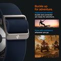 AMP07607 - Pixel Watch Lite Fit in Navy buckle up for adventure. Move with confidence wherever you go.