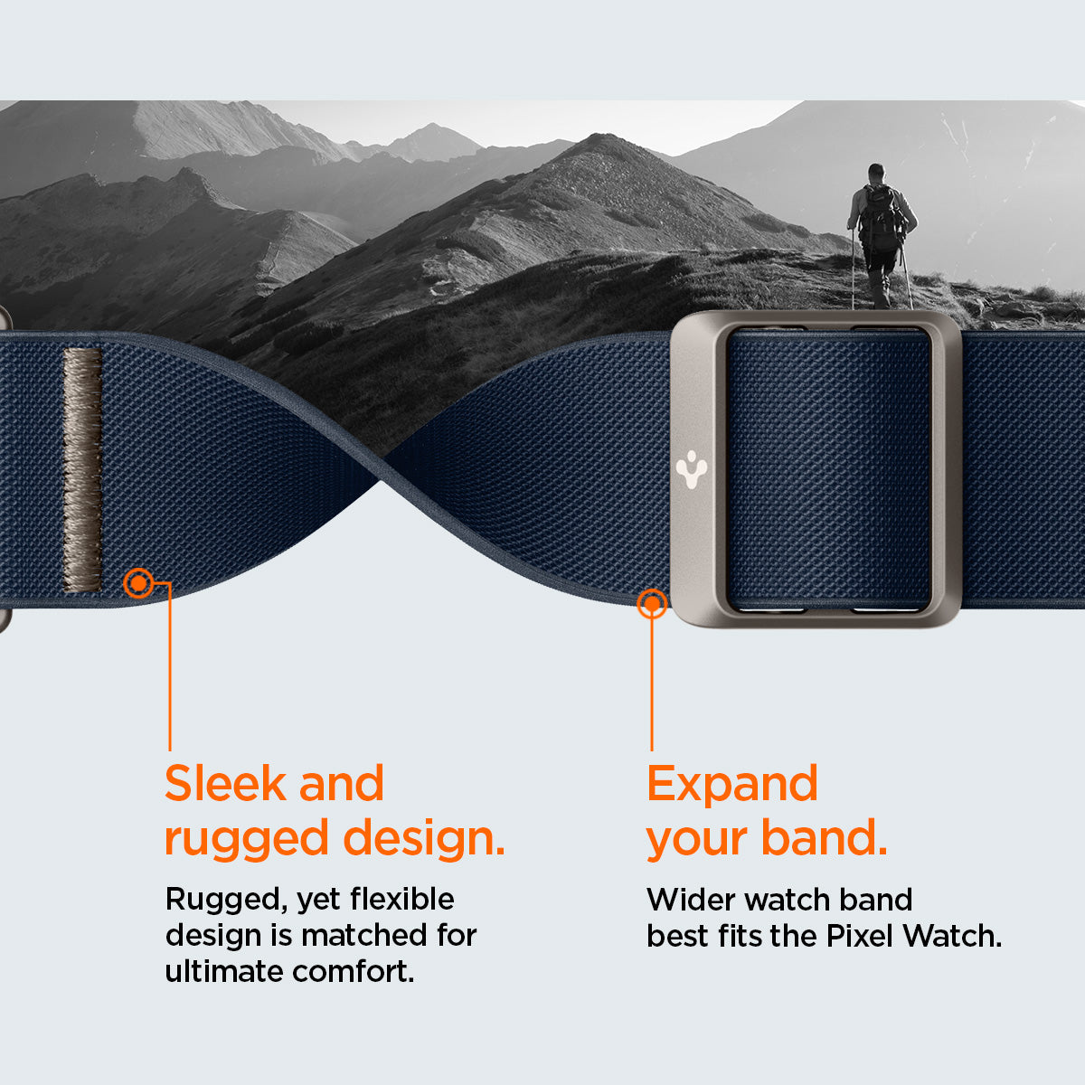 AMP07607 - Pixel Watch 5 (41mm) Lite Fit Navy adjustable sliding buckle delivers a secure fit with quick and easy adjustment.