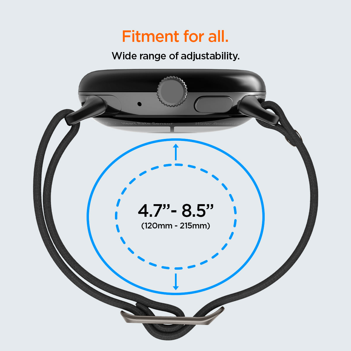 AMP06348 - Pixel Watch 5 (41mm) Lite Fit Black seamless metal connectors create a clean transition between the watch and band.