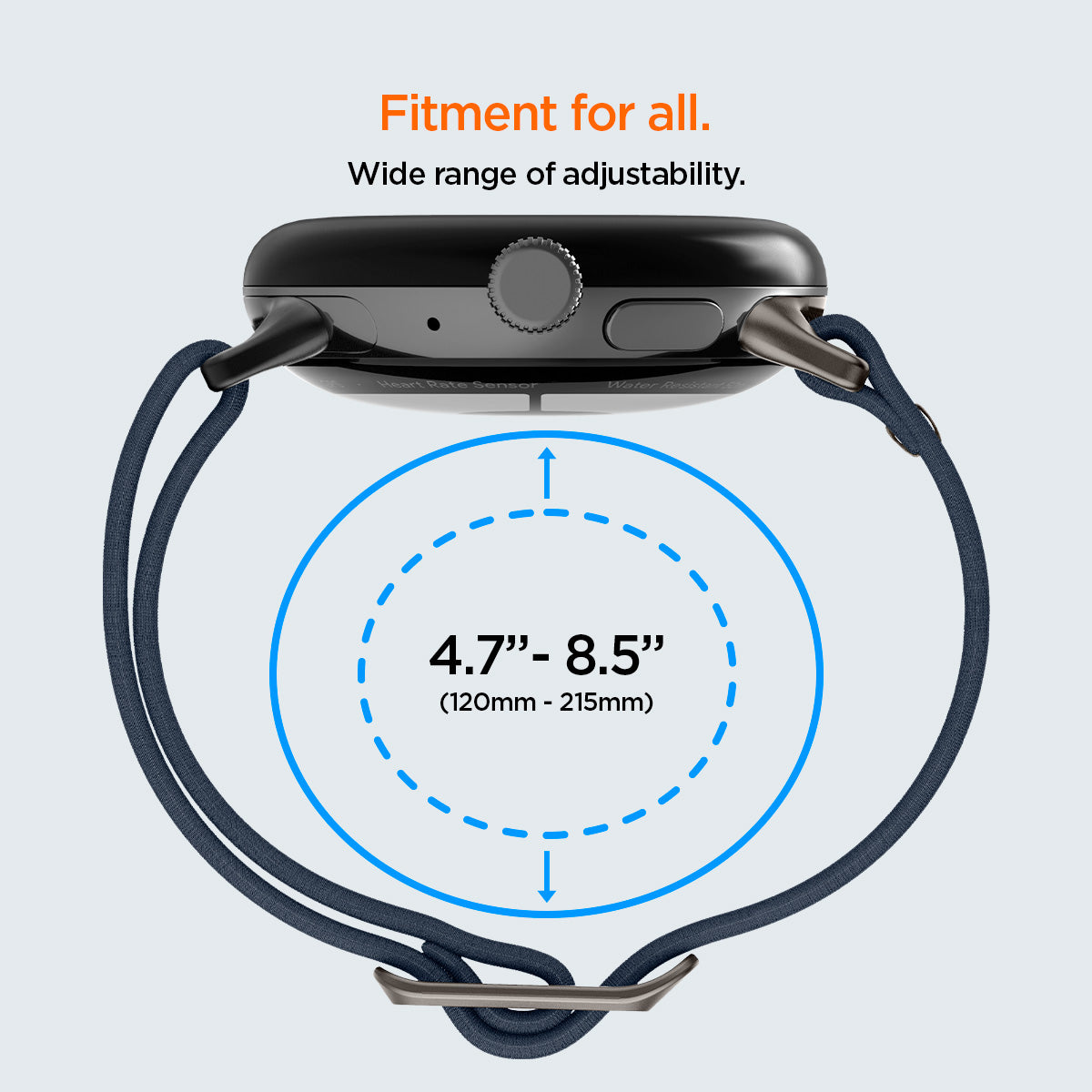 AMP07607 - Pixel Watch 5 (41mm) Lite Fit Navy seamless metal connectors create a clean transition between the watch and band.