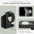 AMP073933 - Pixel Watch Stand Black S355 showing the cable management. Easily organize and charge daily.