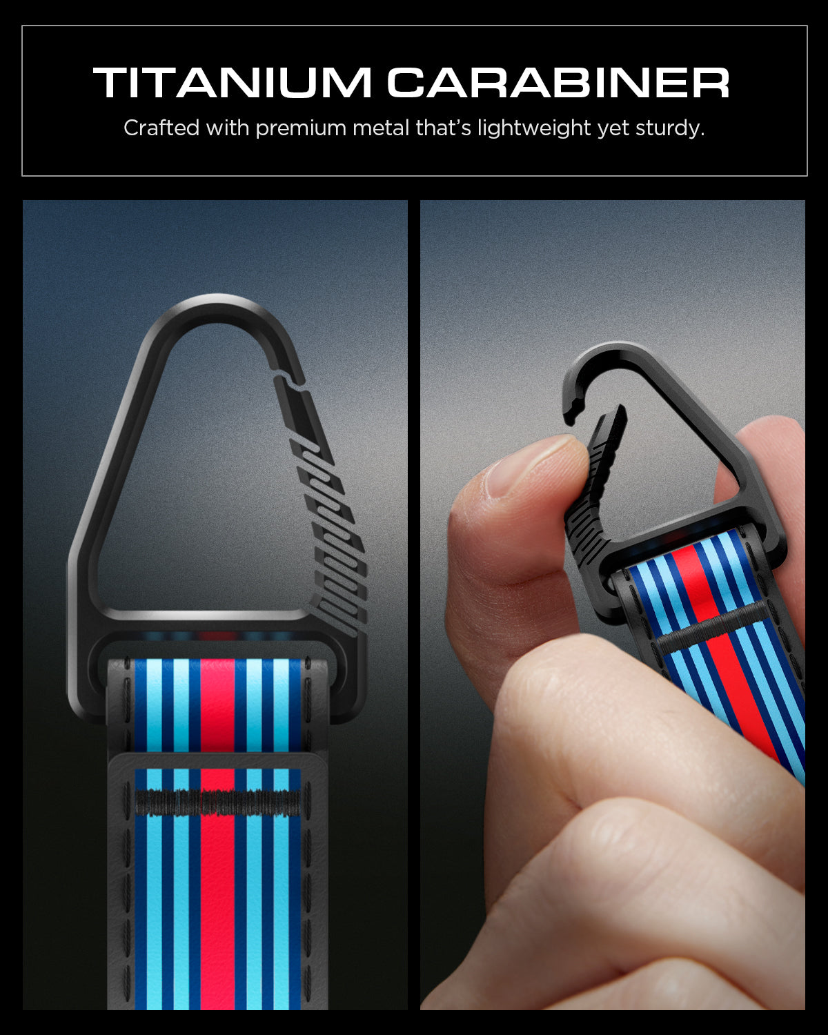 ACS10800 - Porsche Key Fob Cover | PK100 in Matte Black showing titanium carabiner. crafted with premium metal that's lightweight yet sturdy