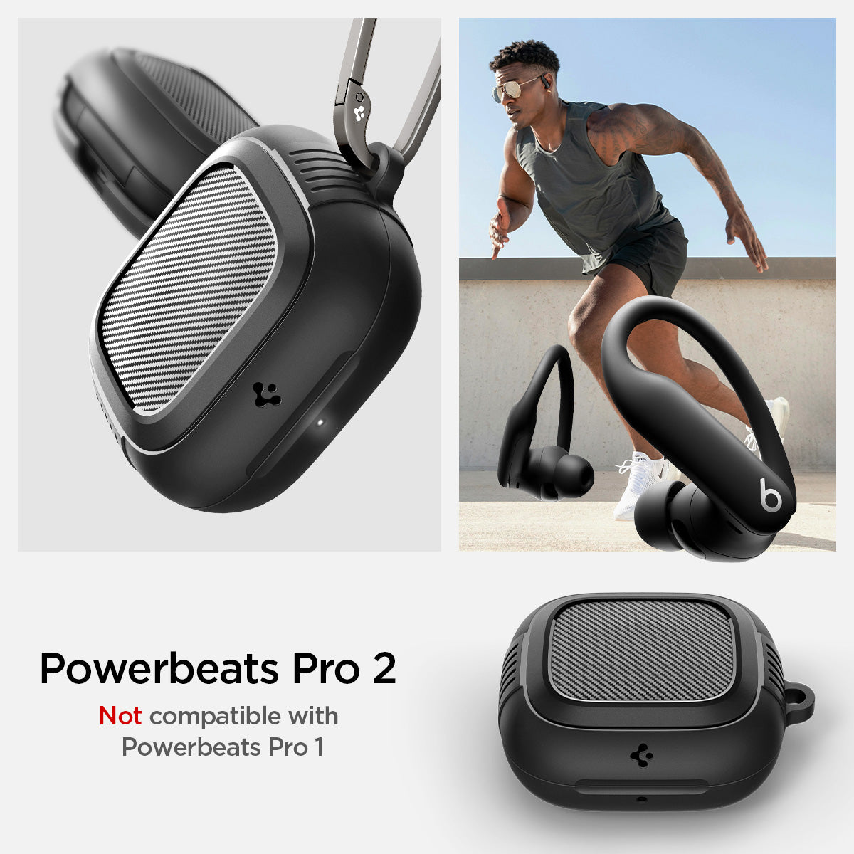 ACS09441 - Powerbeats Pro 2 Rugged armor in matte black not compatible with powerbeats pro 1