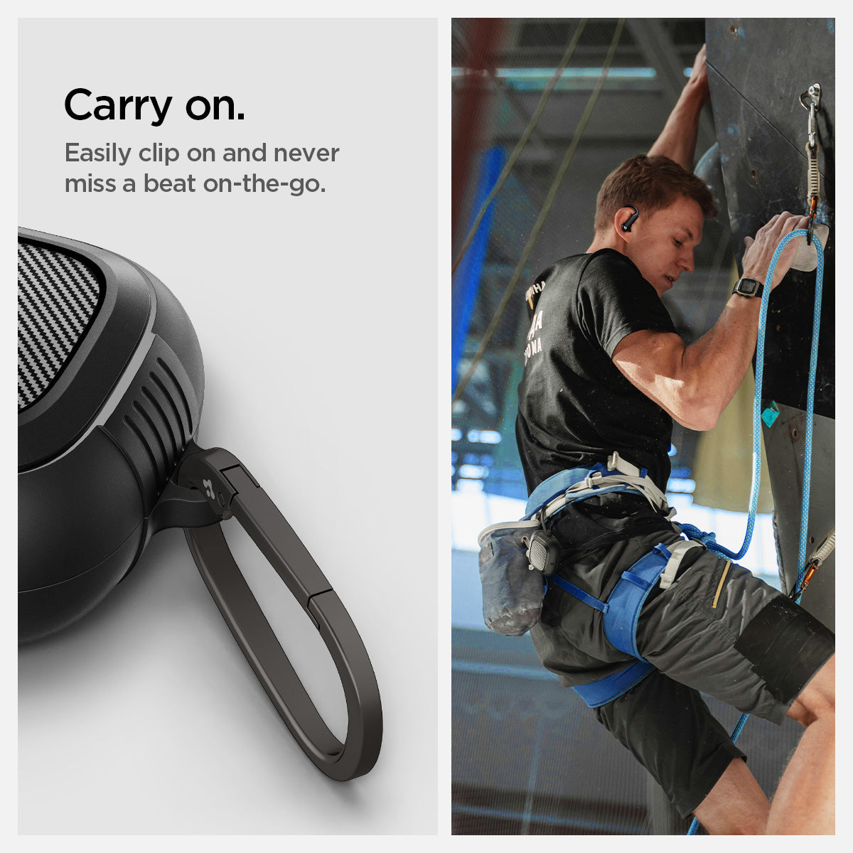 ACS09441 - Powerbeats Pro 2 Rugged armor in matte black carry on. easily clip on and never miss a beat on the go.
