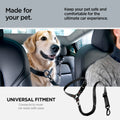 ACP08926 - Pet Car Seatbelt PS100 in Black showing the universal fitment-connects to most car seats with ease. Made for your pet. Keep your pet safe and comfortable for the ultimate car experience