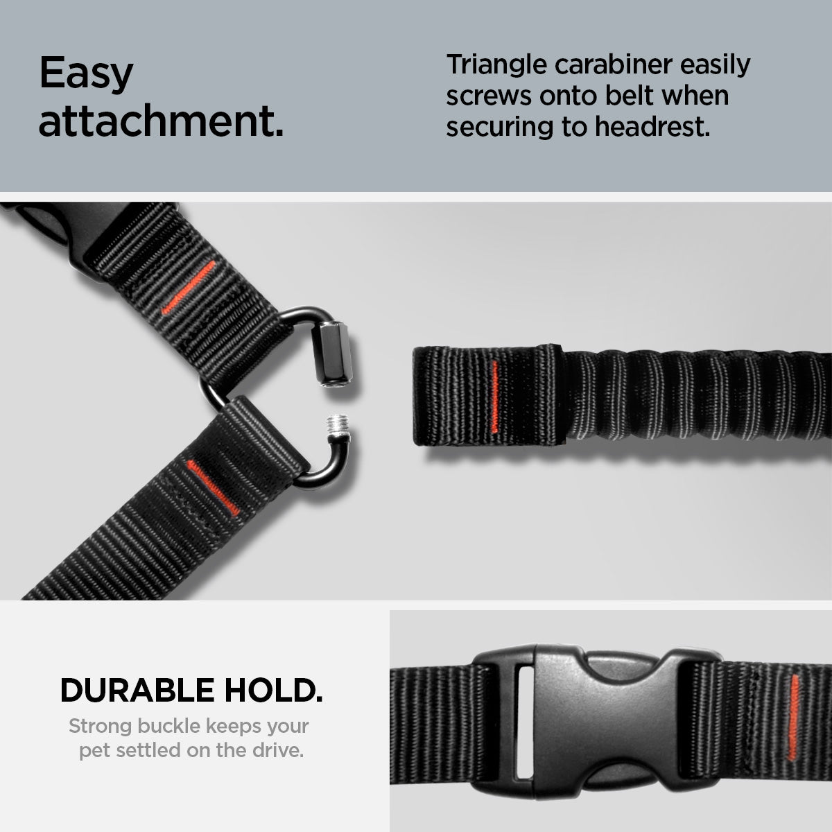 ACP08926 - Pet Car Seatbelt Tether | PS100 in Black showing easy attachment