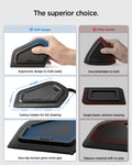ACP11829 - Comparison chart of Spigen pet hair scraper's ergonomic grip, multiple blade types, and non-slip texture versus other brands' uncomfortable, single-blade, slippery design