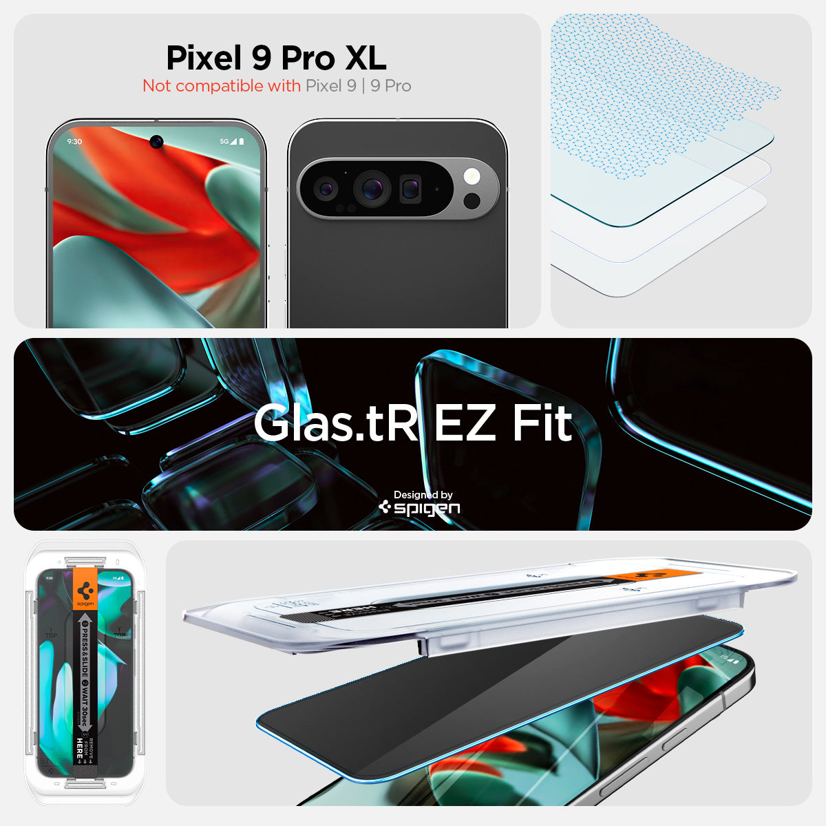 AGL09313 - Pixel 9 Pro XL GLAS.tR EZ Fit Privacy in Privacy showing the compatibility. Not compatible with Pixel 9 | 9 Pro