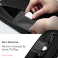 AFA06923 - ROG Ally (2023) RC71L Rugged Armor Pro Pouch in black showing the hidden storage to store AirTag