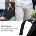 AFA06923 - ROG Ally (2023) RC71L Rugged Armor Pro Pouch in black showing the security of holding it with attached strap