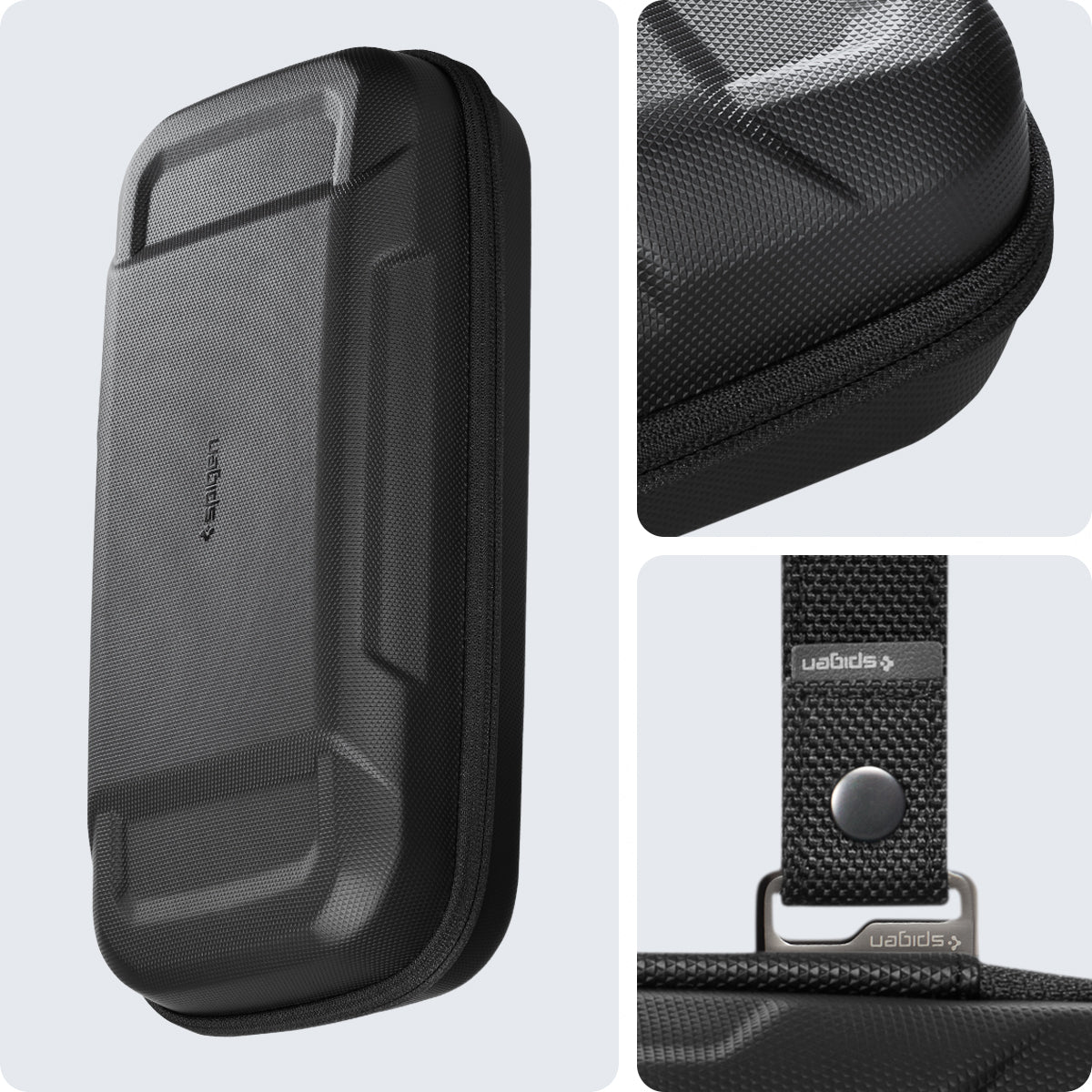 AFA06923 - ROG Ally (2023) RC71L Rugged Armor Pro Pouch in black showing the pouch in different angles