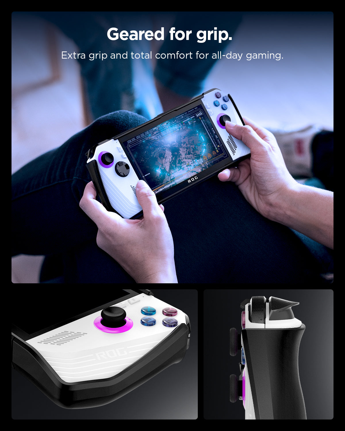 ACS06922 - ROG Ally Series Case Thin Fit Pro in black showing the extra grip and total comfort for all-day gaming