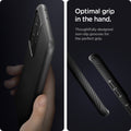 ACS02350 - Galaxy S21 Ultra Liquid Air Case in matte black showing the optimal grip in the hand. Thoughtfully designed non-slip grooves for the perfect grip