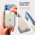 AFA09233 - Galaxy S25 Case MagSafe Card Holder Nano Pop (MagFit) in Orange Beige showing the accessibility made easy. Unique finger cut out for easy card accessibility