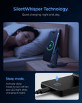 ACH07976 - OneTap Phone Stand S310WC (MagFit) showing silent night charging on bedside with sleep mode fan and LED off