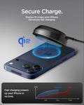 ACH07977 - OneTap Phone Kickstand S310WCK (MagFit) in Black showing the secure charge, snaps iPhone on securely with precise mounting and Qi2 charging.