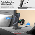 AMP06527 - 3-in-1 charging stand for all. Charge all of your devices at the same place and time. For optimal charging use a 35W wall charger to power all 3 devices. Wall charger not included.
