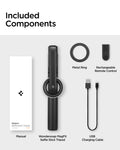 AMP07659 - Tripod Selfie Stick (Mag Fit) | S580W in Black showing all included components of the S580W laid out on a light gray background: the Wondersnap MagFit Selfie Stick Tripod, metal ring, rechargeable remote control, USB charging cable, and user ma