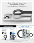 AMP11372 - Selfie Stick | S582W in Black showing secure magnetic attachment throughout every shot