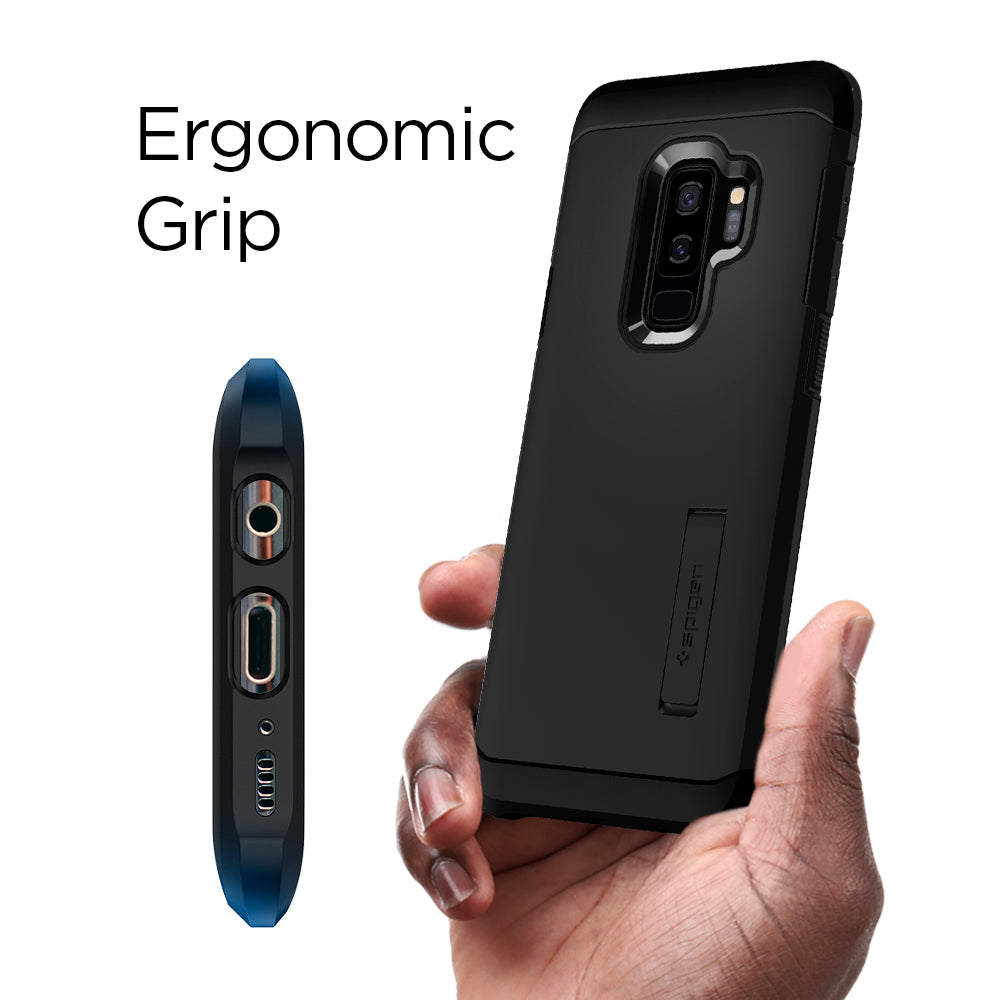 593CS22933 - Galaxy S9 Plus Tough Armor Case in black ergonomic grip.