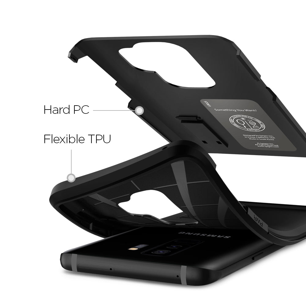593CS22933 - Galaxy S9 Plus Tough Armor Case in black Hard pc and flexible TPU.