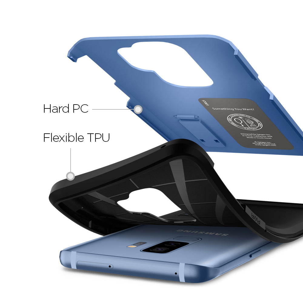 593CS22937 - Galaxy S9 Plus Case Tough Armor in Coral Blue hard pc and flexible tpu.