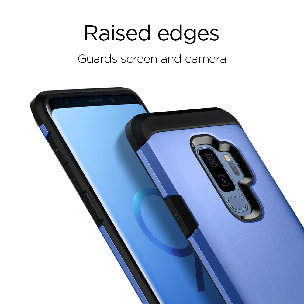 593CS22937 - Galaxy S9 Plus Case Tough Armor in Coral Blue raised edges. guards screen and camera.