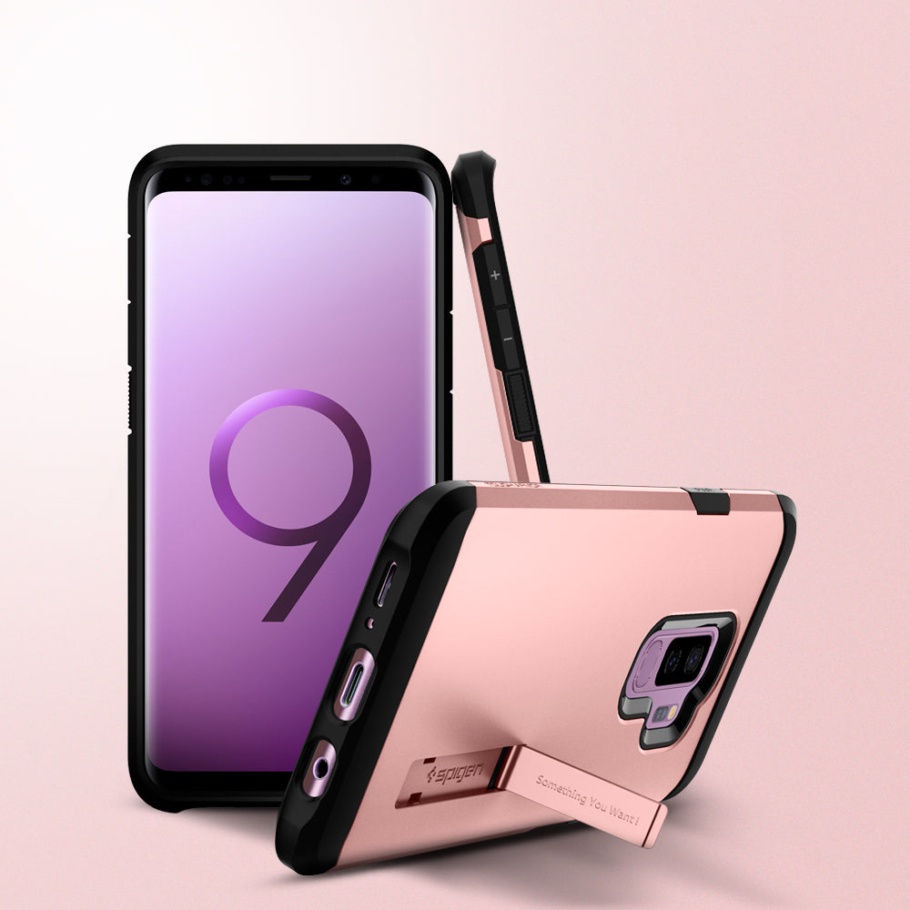 593CS22934 - Galaxy S9 Plus Tough Armor Case in rose gold  showing front and back.