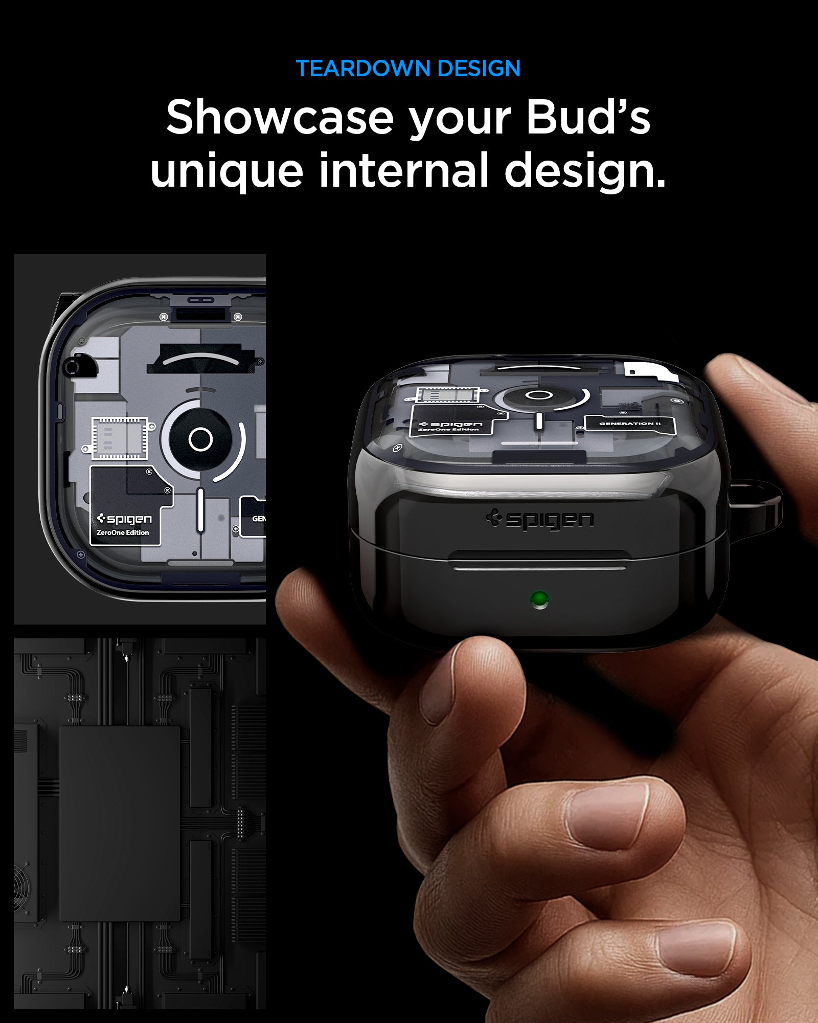 ACS11201 - Galaxy Buds 4 Series - Ultra Hybrid Zero One showing teardoen design showcase your bud's unique internal design