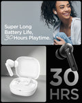 ASD07888 - Spigen True Wireless Earbuds SA2402 in Black showing the super long battery life, 30 hours playtime