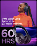 ASD09691 - Spigen Active Noise Cancelling SA2403 in Black showing the ultra super long battery life. 60 hours playtime