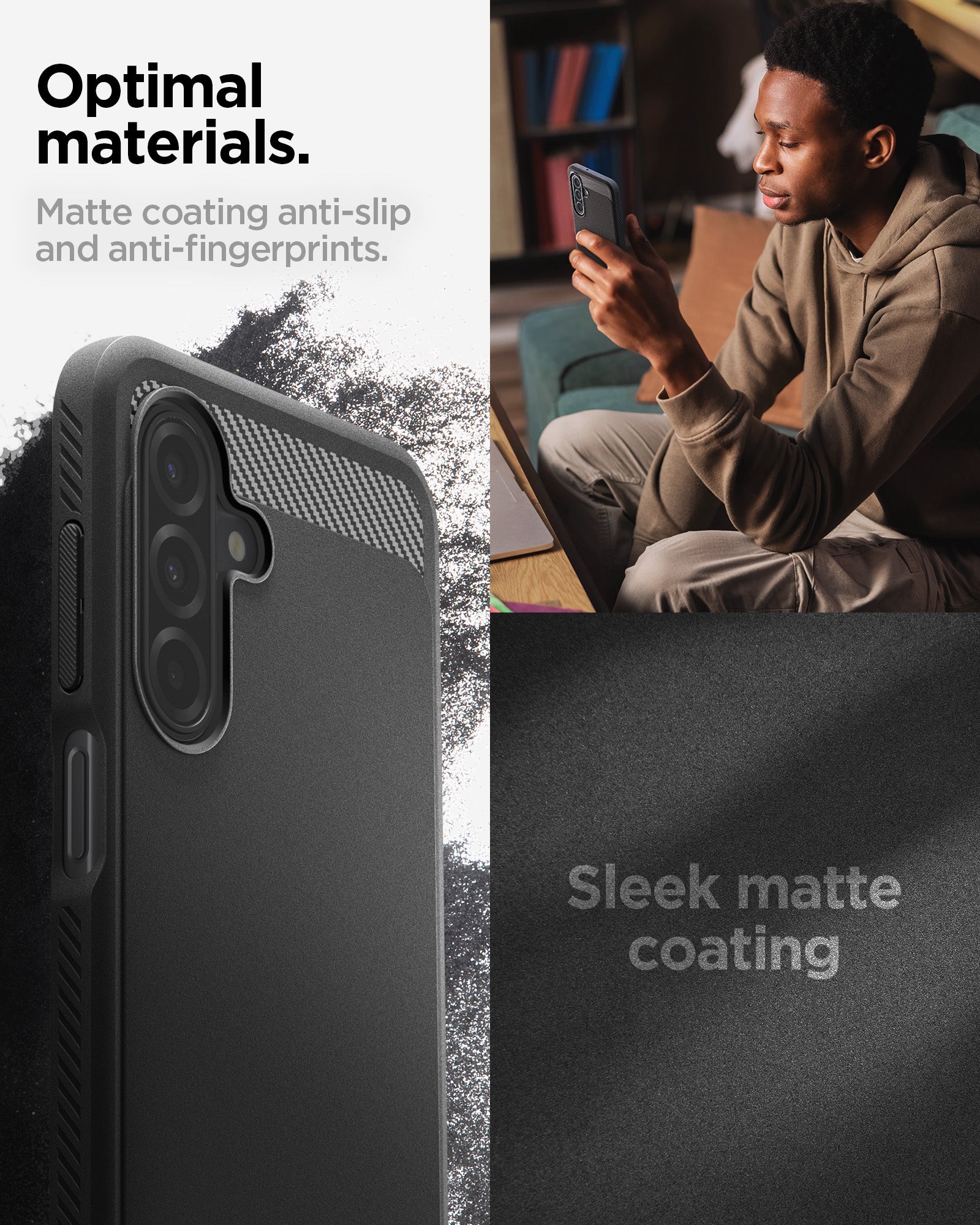 ACS09844 - Galaxy A 17 5G Rugged armor showing the optimal materials. Matte coating anti-slip and anti-fingerprints with sleek matte coating