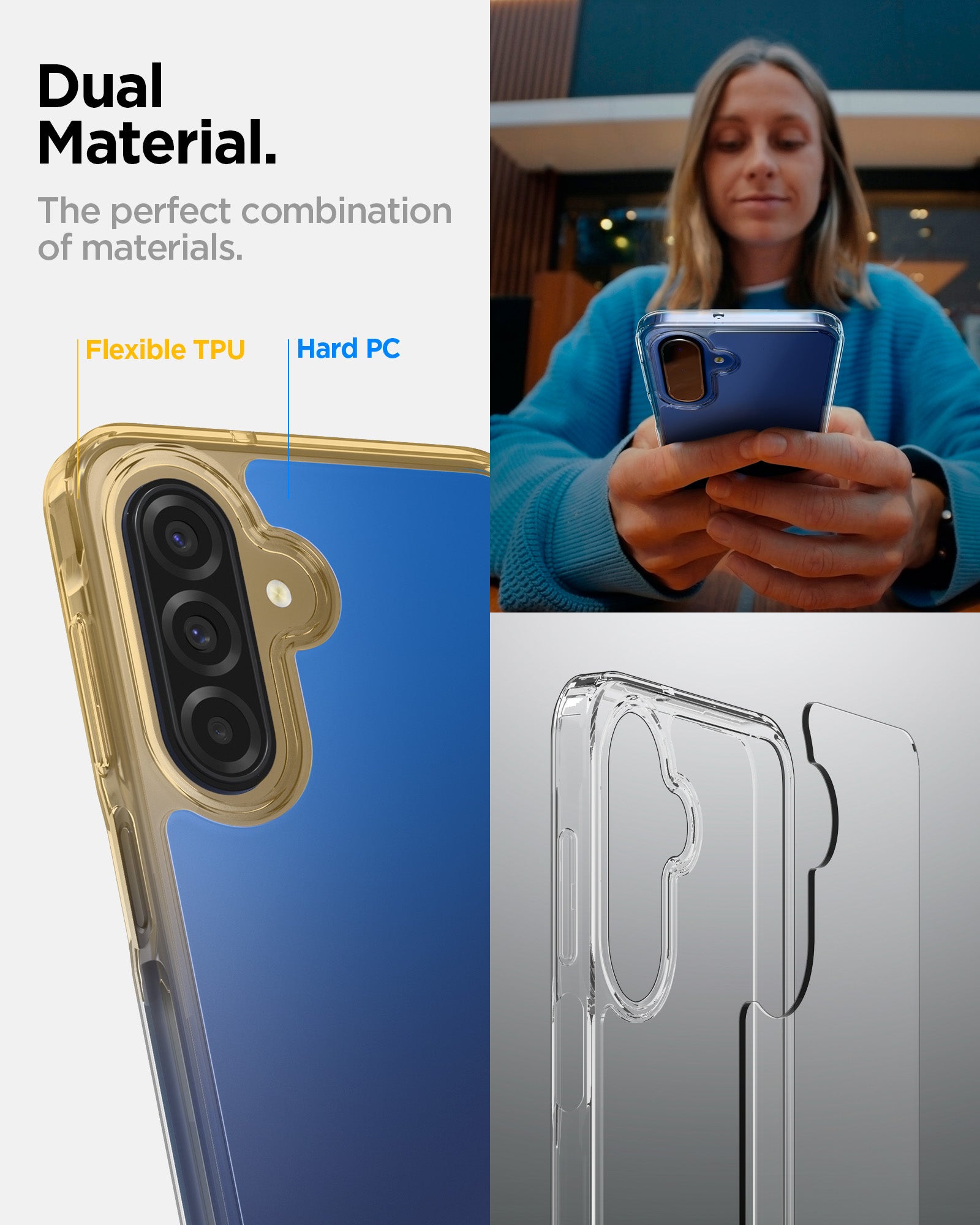 ACS10108 - Galaxy A17 5G Case Ultra Hybrid in Crystal Clear showing dual material.