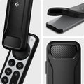 ACS03745 - Siri Remote (2nd Gen) Rugged Armor Magnetic Tech in matte black showing the different angles