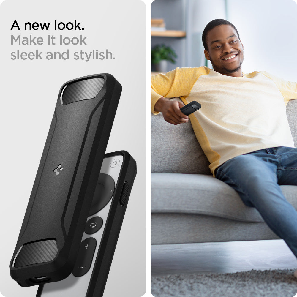 ACS03745 - Siri Remote (2nd Gen) Rugged Armor Magnetic Tech in matte black showing a new look. Make it look sleek and stylish