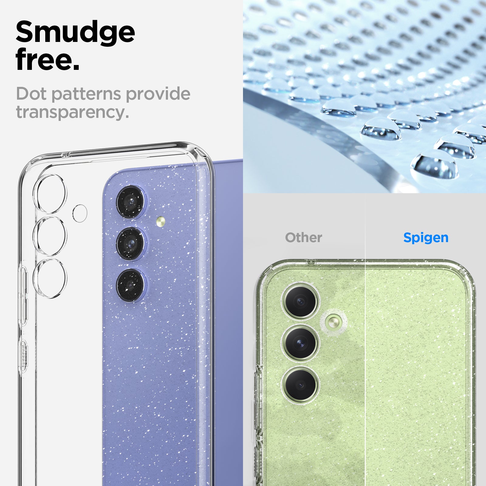 ACS05890 - Galaxy A54 5G Case Liquid Crystal Glitter in Crystal Quartz smudge free Crystal TPU provides transparency.