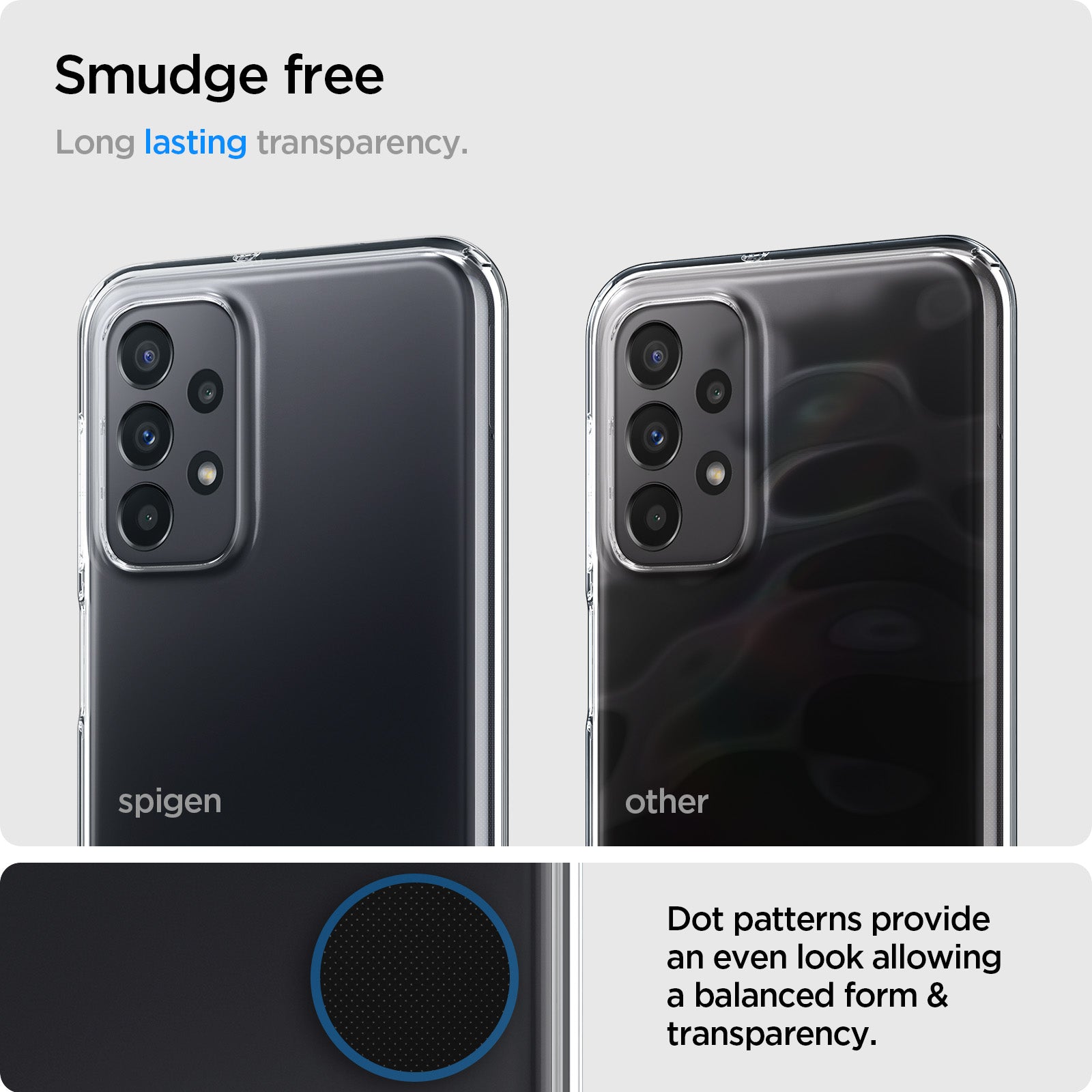 ACS04594 - Galaxy A23 5G Case Liquid Crystal in Crystal Clear smudge free. Long lasting transparency. Dot patterns provide an even look allowing a balanced form & transparency.