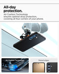 ACS08979 - Galaxy S25 Plus Case Liquid Air in Matte Black showing the all-day protection. Air Cushion Technology ensures optimal drop protection, covering all four corners of your phone. Air Cushion Technology. Raised edges