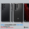 ACS07289 - Galaxy S24 Ultra Case Enzo Aramid in Matte Black showing the compatibility only with S24 Ultra. Not compatible with Galaxy S24 and Galaxy S24+