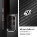 ACS07289 - Galaxy S24 Ultra Case Enzo Aramid in Matte Black showing all about details. Acute attention to detail with anodized aluminum accents