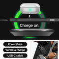 ACS07289 - Galaxy S24 Ultra Case Enzo Aramid in Matte Black showing the Powershare, Wireless charge and USB- C cable