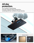 ACS08953 - Galaxy S25 Ultra Case Liquid Air in Matte Black showing the all-day protection. Air Cushion Technology ensures optimal drop protection, covering all four corners of your phone. Air Cushion Technology. Raised edges