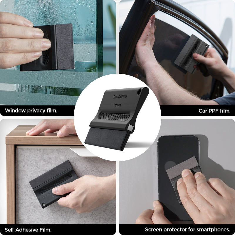APA06854 - SqueeG Master in black showing the window privacy film, car ppf film, self adhesive film, and screen protector for smartphones.
