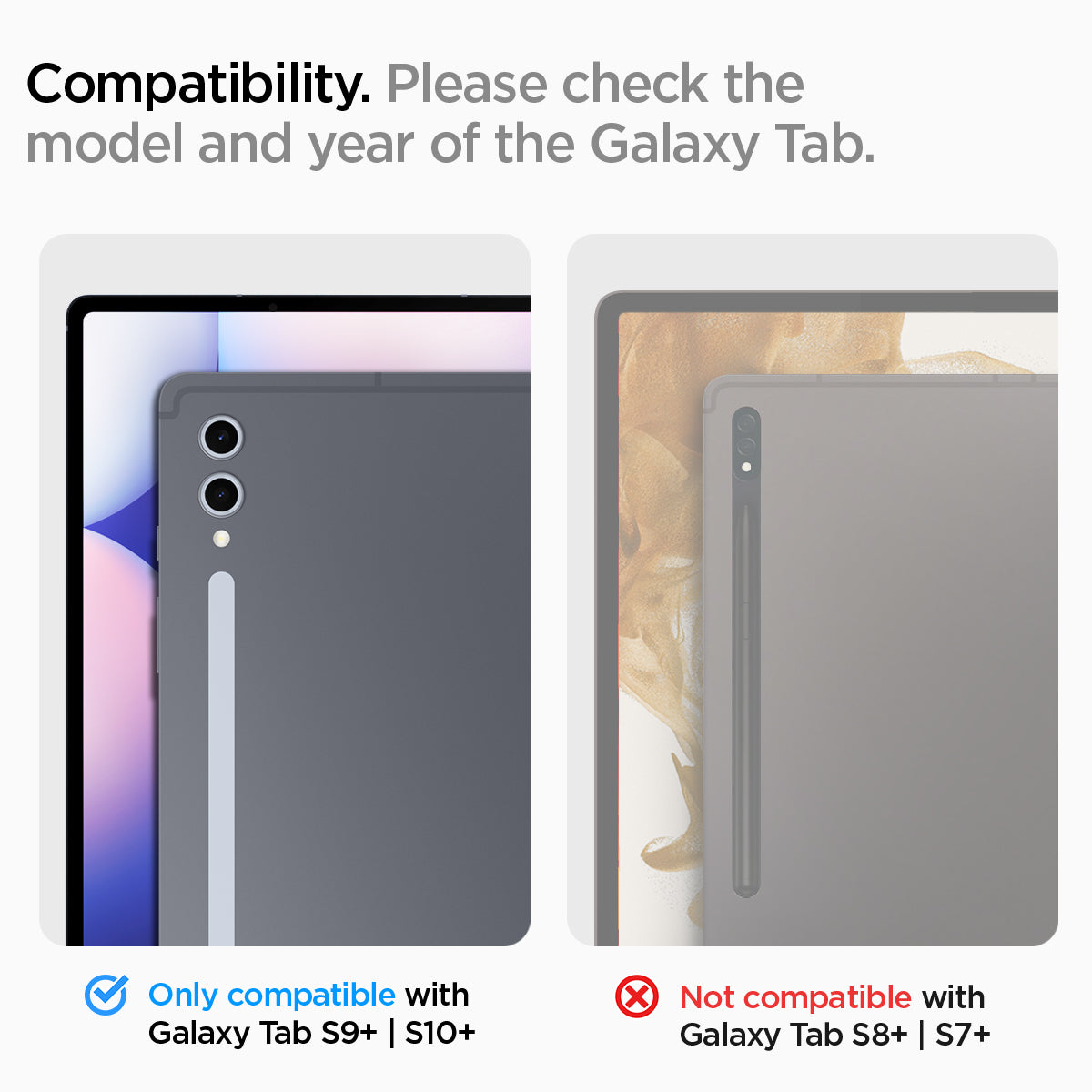 AGL06999 - Galaxy Tab S9+ Screen Protector EZ Fit GLAS.tR compatibility. Please check the model and year of the galaxy tab. only compatible with galaxy tab s9+, s10+ Not compatible with galaxy tab s8+s7+