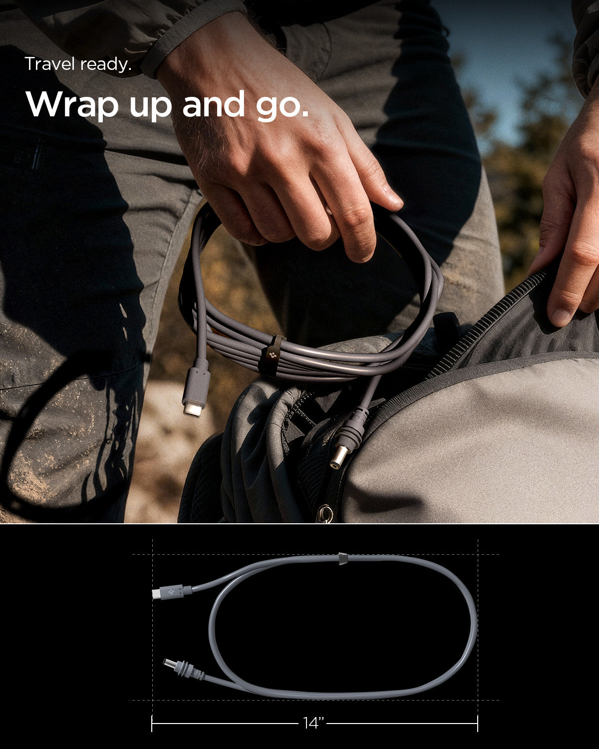 ACA09845 - Starlink Mini C to DC Cable | STL211-10 showing wrap up and go